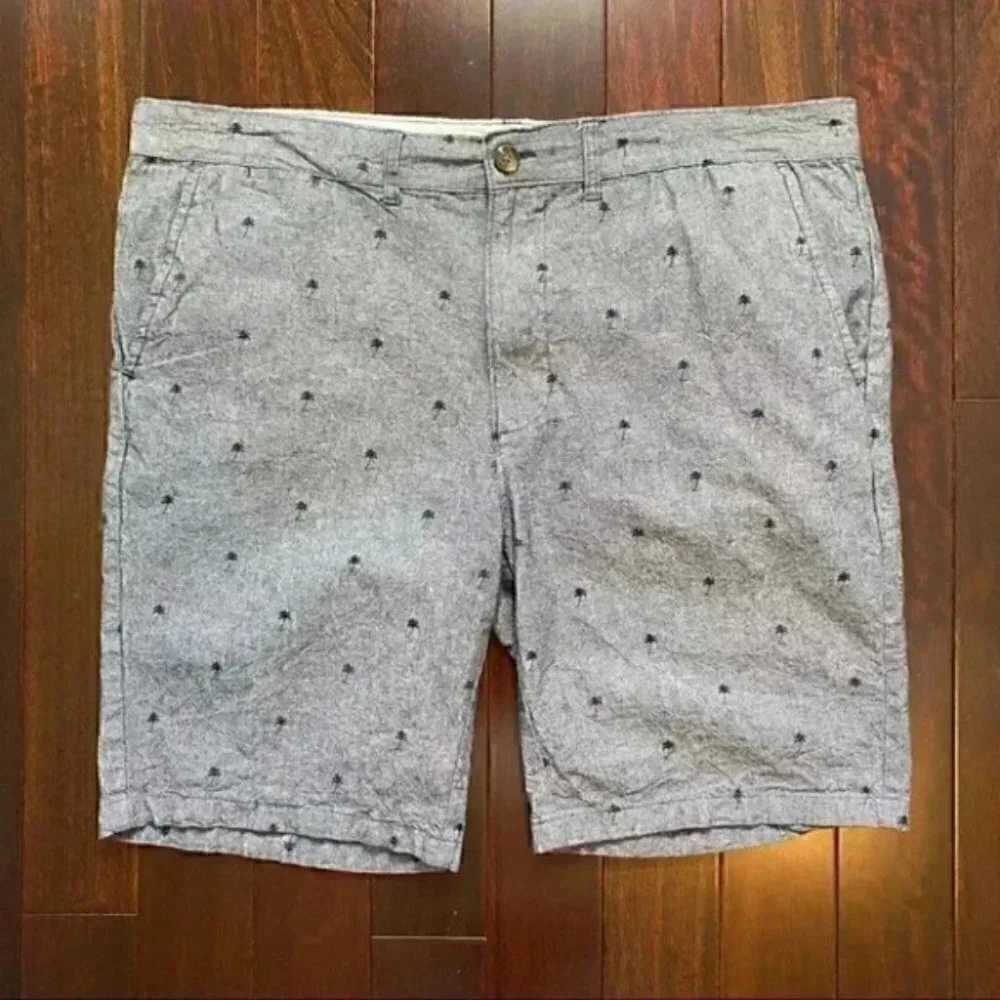 Urban Man Shorts Flat Front Chino Style Chambray Blue Size 38 - Picture 16 of 16